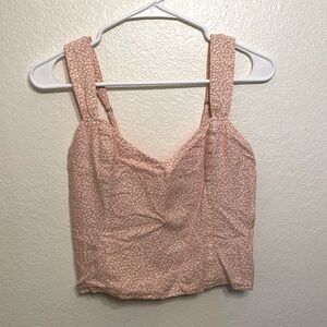 Hollister peach printed crop top elastic back adjustable straps size S